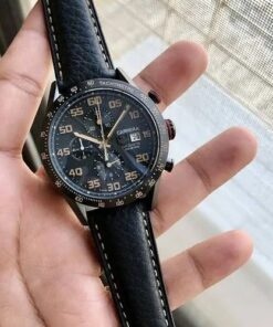 Tagheuer Grand Carrera Black leather watch