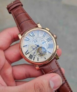 Cartier Leather Brown Automatic Watch Circle Dial B