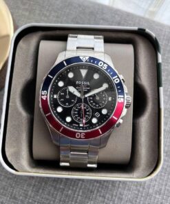 Fossil Fb 03 Silver Red Metal Watch