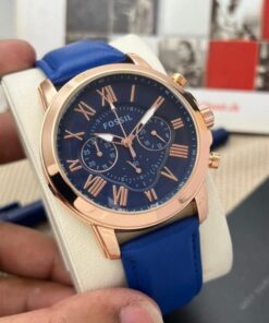 Fossil Grant Leather Belt Blue Copper Watch