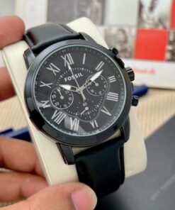 Fossil Grant Leather Belt Full Black Watch