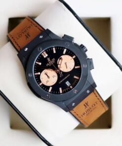 Hublot Brown Black Dial Leather Belt Watch