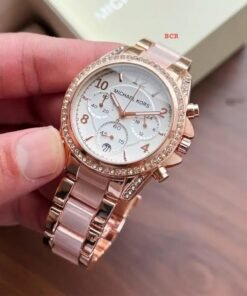 Michael Kors Mk Pink White Dial Diamond Ladies Watch