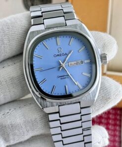 Omega Speedmaster Slim Silver Blue Metal Watch