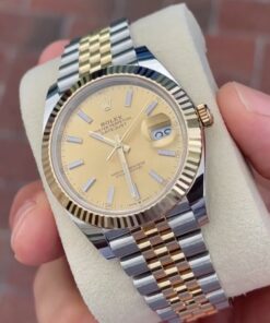 Rolex Datejust Gold Silver Gold Dial Metal Watch