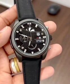 Tagheuer Cr7 New Leather Black Belt Black Dial