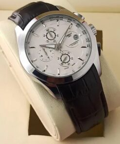 Tissot Leather Belt Black Silver White Dial Watch