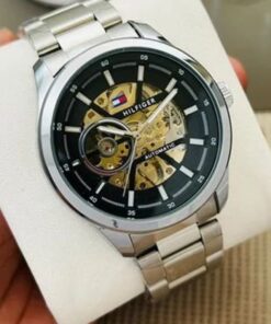 Tommy Hilfiger Silver Black Automatic Metal